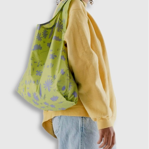 BAGGU Eco Tote Bag in Floral Lime Sun Print NWT *LIMITED EDITION/RARE* - Picture 2 of 5